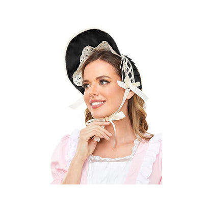 Victorian Lace Bonnet Hat Colonial Pioneer Head-wear Christmas Carol Tea Party Costume Sun Cap for Women