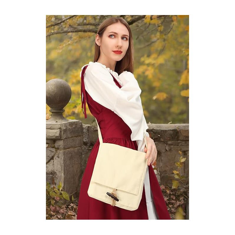 Viking Canvas Shoulder Bag, Renaissance Medieval Small Pilgrim Pouch Bag