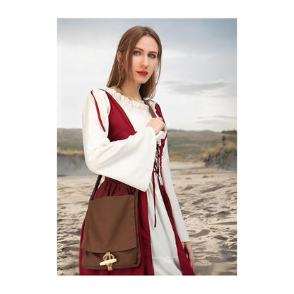Viking Canvas Shoulder Bag, Renaissance Medieval Small Pilgrim Pouch Bag