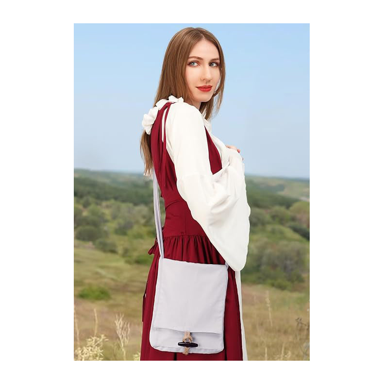Viking Canvas Shoulder Bag, Renaissance Medieval Small Pilgrim Pouch Bag