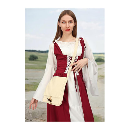 Viking Canvas Shoulder Bag, Renaissance Medieval Small Pilgrim Pouch Bag