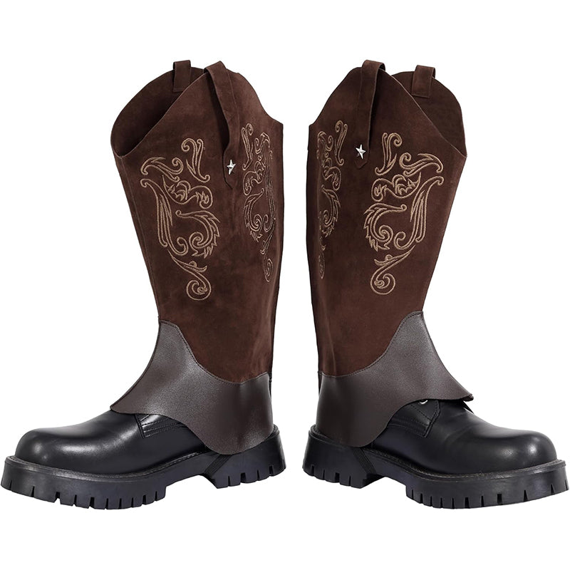 Western Cowboy Boots Covers Adult Rodeo West Theme Leg Covers Renaissance Leg Guards Cosplay Costume Accessories