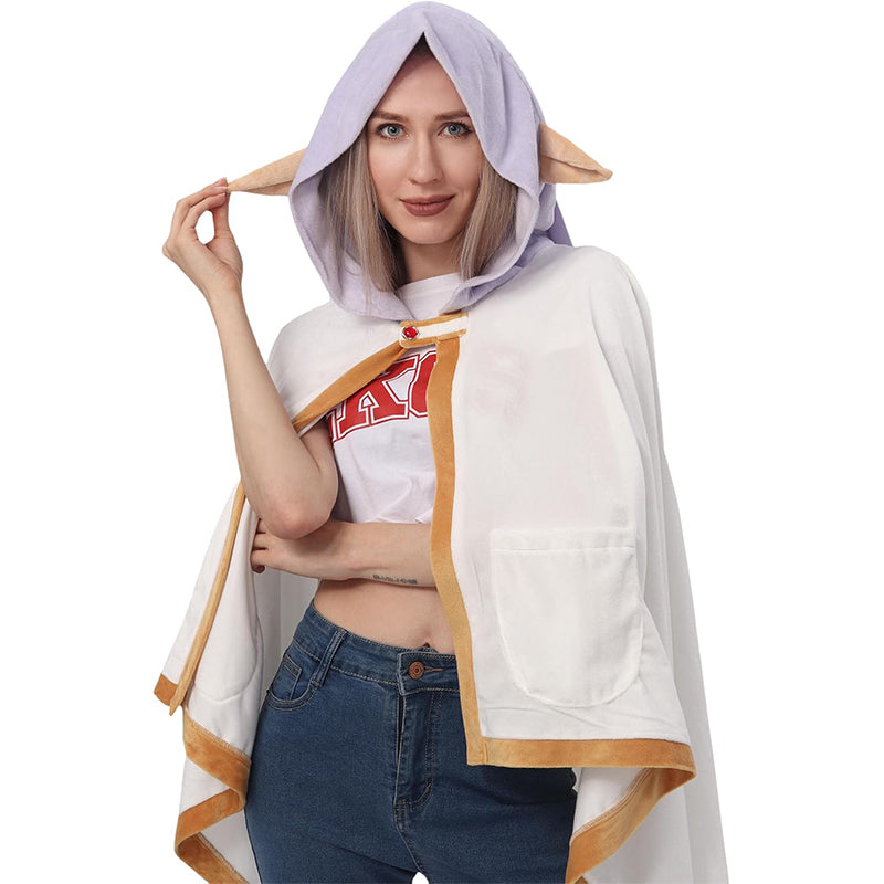 Women Anime Blanket Cape Hoodie With Cute Ears Home Wear Blanket Cosplay Costume Accessories