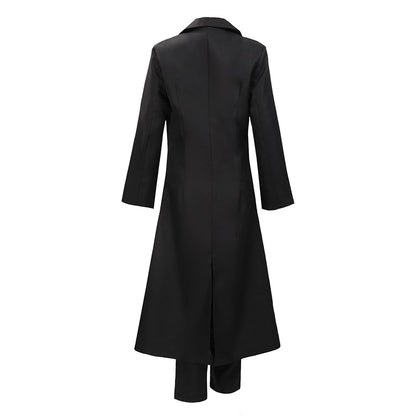 Women Anime Cosplay Costume Full Set Black Coat Outfits For Halloween Party