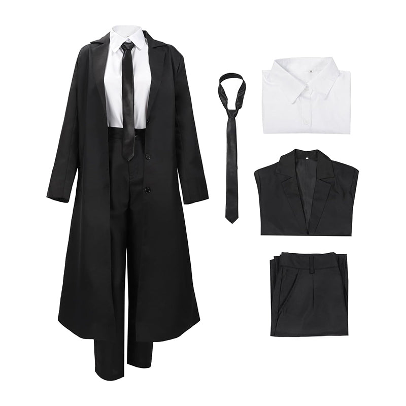 Women Anime Cosplay Costume Full Set Black Coat Outfits For Halloween Party