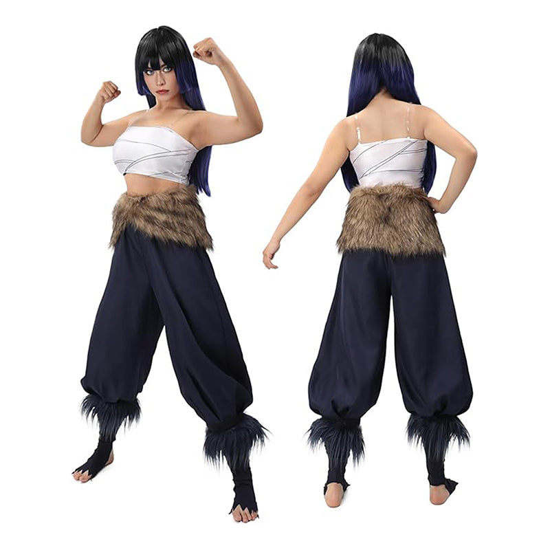 Women Anime Cosplay Costume Tube Top Pants Apron for Halloween Party