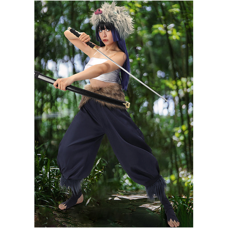 Women Anime Cosplay Costume Tube Top Pants Apron for Halloween Party