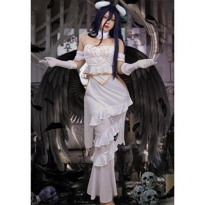 Women Anime Cosplay Dress Off the Shoulder Costume Outfit Full Set Goddess Prom White Fishtail Dress For Halloween Party