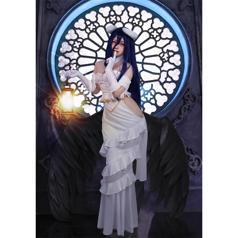 Women Anime Cosplay Dress Off the Shoulder Costume Outfit Full Set Goddess Prom White Fishtail Dress For Halloween Party
