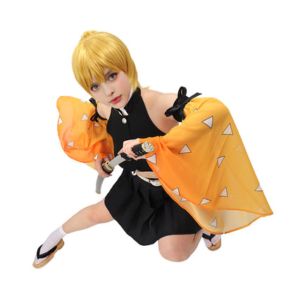 Women Anime Cosplay Top Pleated Skirt Detachable Sleeves with Belt Female Costume For Halloween Party