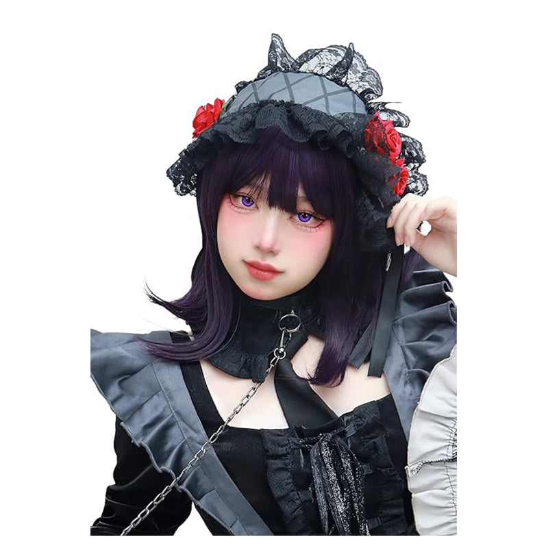 Women Anime Cosplay Wig Purple Short Hair Costume Accessories For Halloween Party