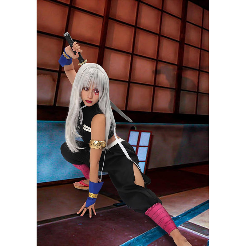 Women Anime Tengen Uzui Cosplay Costume Full Set with Armband Wrist Brace Gaiters for Halloween Party