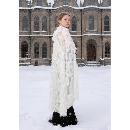 Women Cloak With Feather Collar Gothic Vampire Witch Cape Cosplay Costume Cloak For Halloween Party