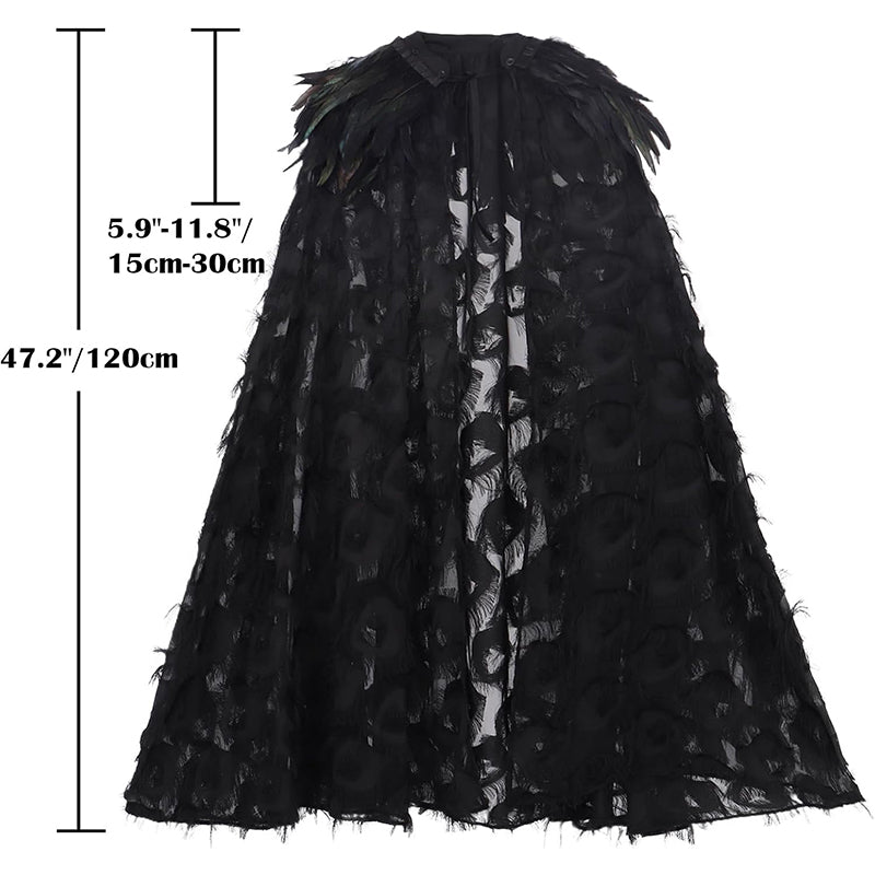 Women Cloak With Feather Collar Gothic Vampire Witch Cape Cosplay Costume Cloak For Halloween Party
