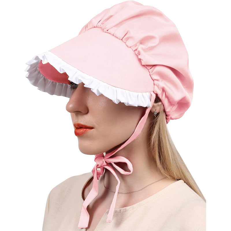 Women Colonial Cap Medieval Bonnet Hat Pink Hat Daily Wear Christmas Cap Cosplay Head Wear Hat