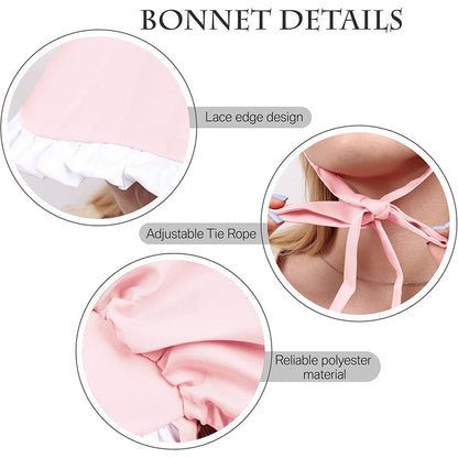 Women Colonial Cap Medieval Bonnet Hat Pink Hat Daily Wear Christmas Cap Cosplay Head Wear Hat