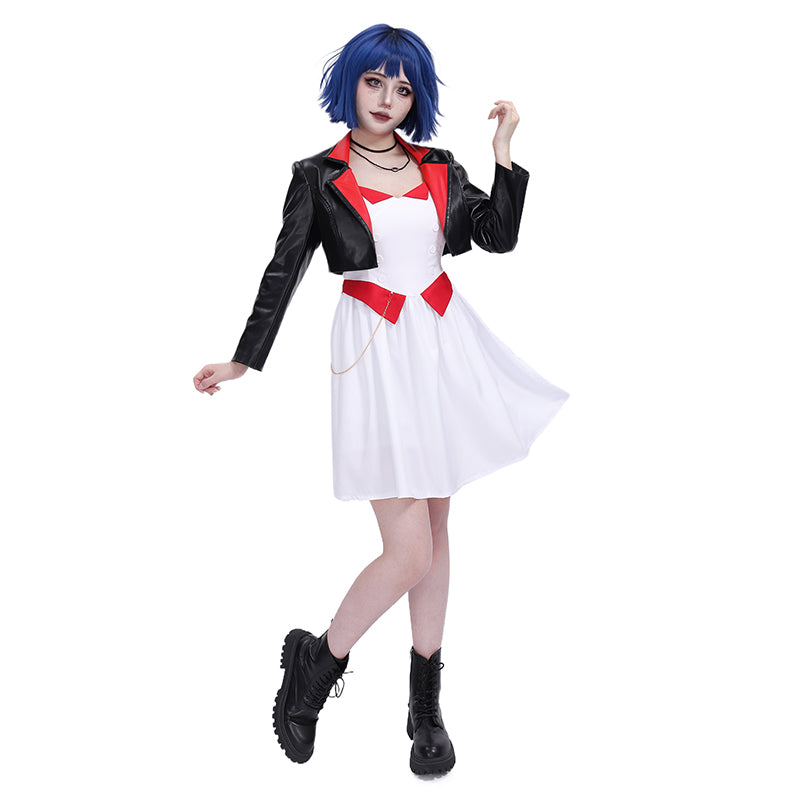 Women Cosplay Anime Dance Costume Full Sets Outfit Black Jacket with Dress For Halloween Party