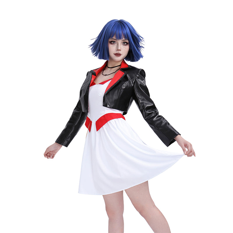 Women Cosplay Anime Dance Costume Full Sets Outfit Black Jacket with Dress For Halloween Party