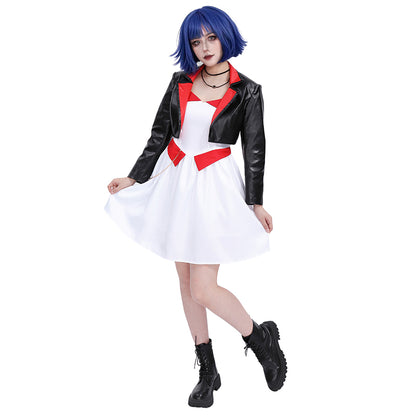 Women Cosplay Anime Dance Costume Full Sets Outfit Black Jacket with Dress For Halloween Party