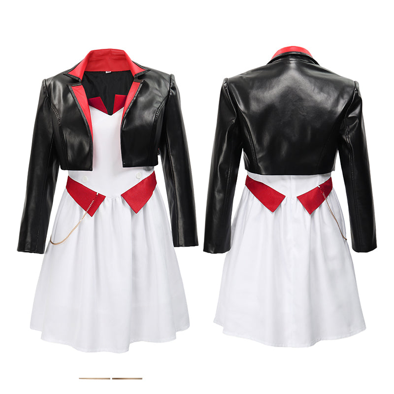 Women Cosplay Anime Dance Costume Full Sets Outfit Black Jacket with Dress For Halloween Party