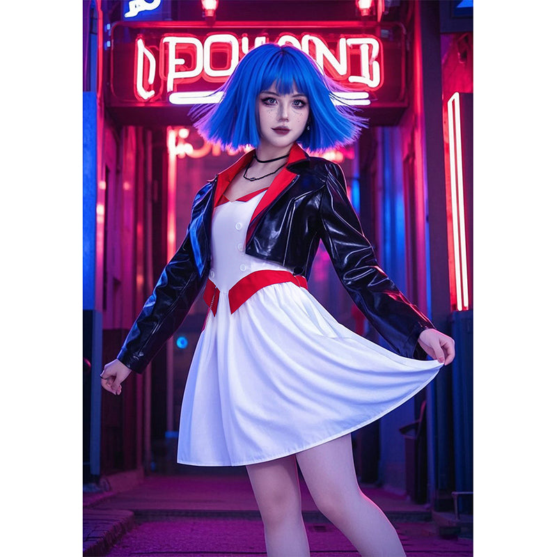 Women Cosplay Anime Dance Costume Full Sets Outfit Black Jacket with Dress For Halloween Party