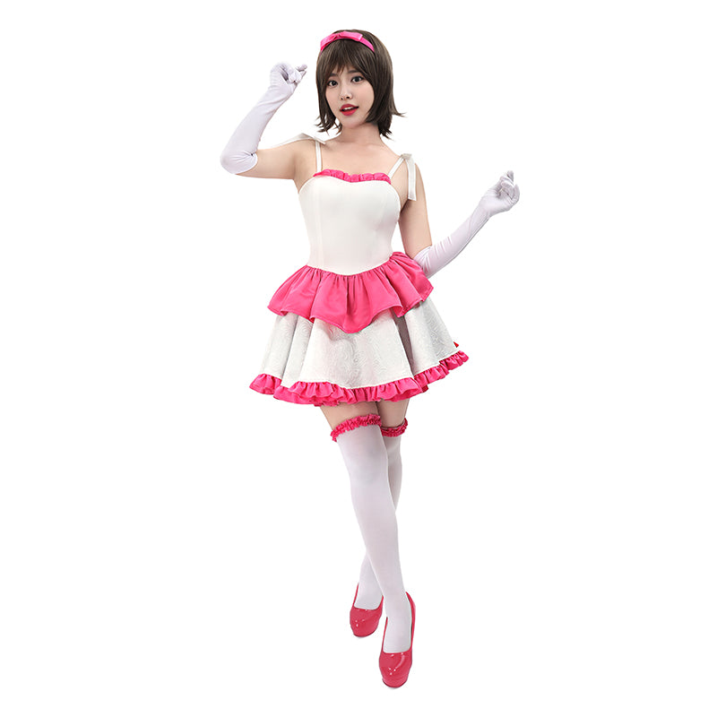 Women Cosplay Strapless Dress with Accessories Full Set Cosplay Costumes Outfit for Halloween Daily Wear