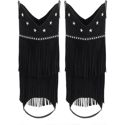 Women Cowgirl Boots Covers With Fringe Rodeo Leg Covers Cosplay Costume Accessories