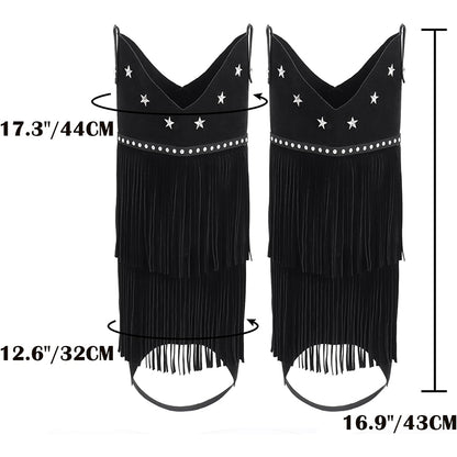 Women Cowgirl Boots Covers With Fringe Rodeo Leg Covers Cosplay Costume Accessories