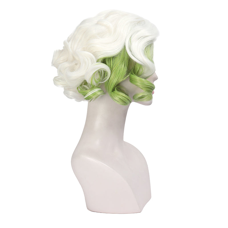 Women Curly Green Wig Anime Cosplay Hair Short Bob Wig For Halloween Party
