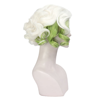 Women Curly Green Wig Anime Cosplay Hair Short Bob Wig For Halloween Party