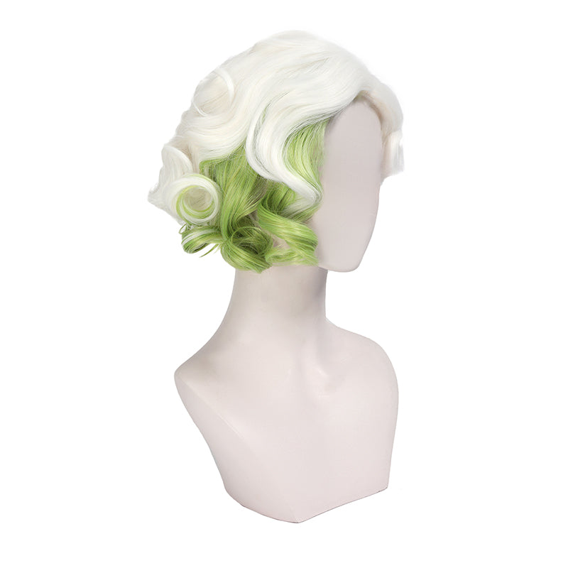 Women Curly Green Wig Anime Cosplay Hair Short Bob Wig For Halloween Party