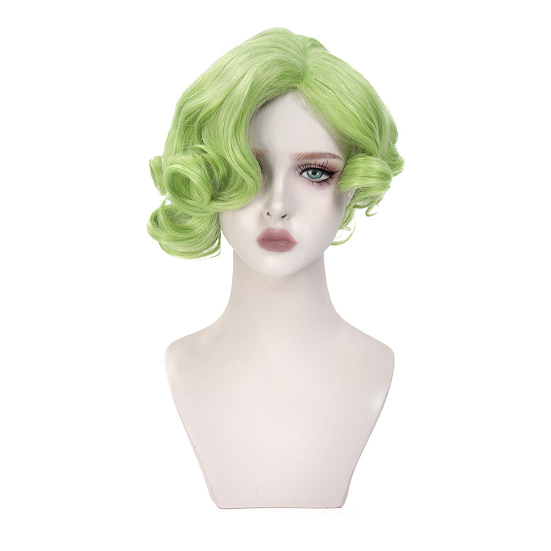 Women Curly Green Wig Anime Cosplay Hair Short Bob Wig For Halloween Party