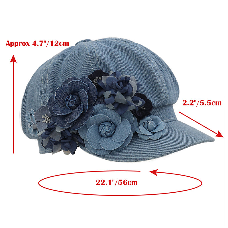 Women Denim Beret Hat Fisherman Newsboy Flat Cap Gatsby Cabbie Visor Renaissance French Painter Casual Sun Hats For Party Daily Wear