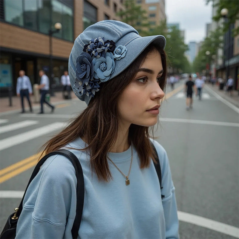 Women Denim Beret Hat Fisherman Newsboy Flat Cap Gatsby Cabbie Visor Renaissance French Painter Casual Sun Hats For Party Daily Wear