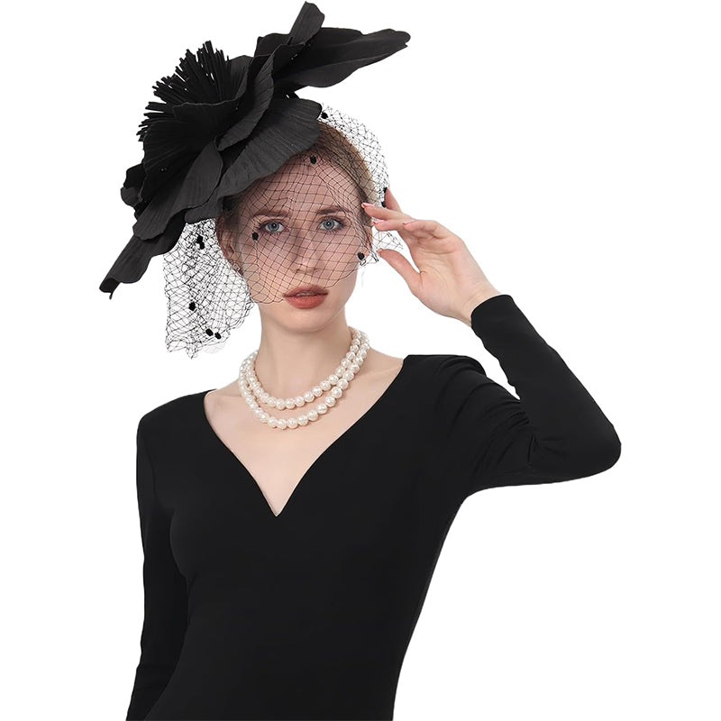 Women Derby Hats With Headband And Clip Large Flower Tea Party Head-wear Cocktail Wedding Cap Hat Costume Accessories