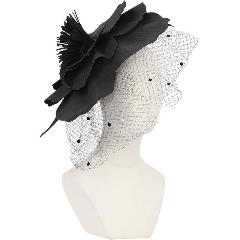 Women Derby Hats With Headband And Clip Large Flower Tea Party Head-wear Cocktail Wedding Cap Hat Costume Accessories