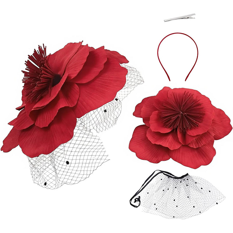 Women Derby Hats With Headband And Clip Large Flower Tea Party Head-wear Cocktail Wedding Cap Hat Costume Accessories