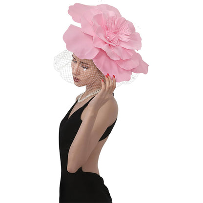 Women Derby Hats With Headband And Clip Large Flower Tea Party Head-wear Cocktail Wedding Cap Hat Costume Accessories