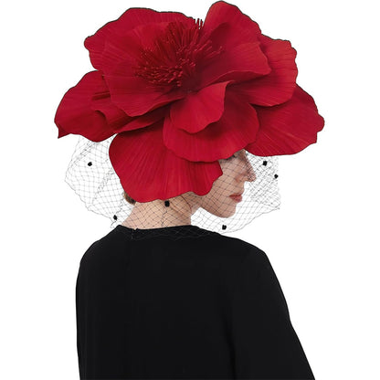 Women Derby Hats With Headband And Clip Large Flower Tea Party Head-wear Cocktail Wedding Cap Hat Costume Accessories