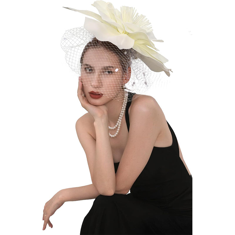 Women Derby Hats With Headband And Clip Large Flower Tea Party Head-wear Cocktail Wedding Cap Hat Costume Accessories