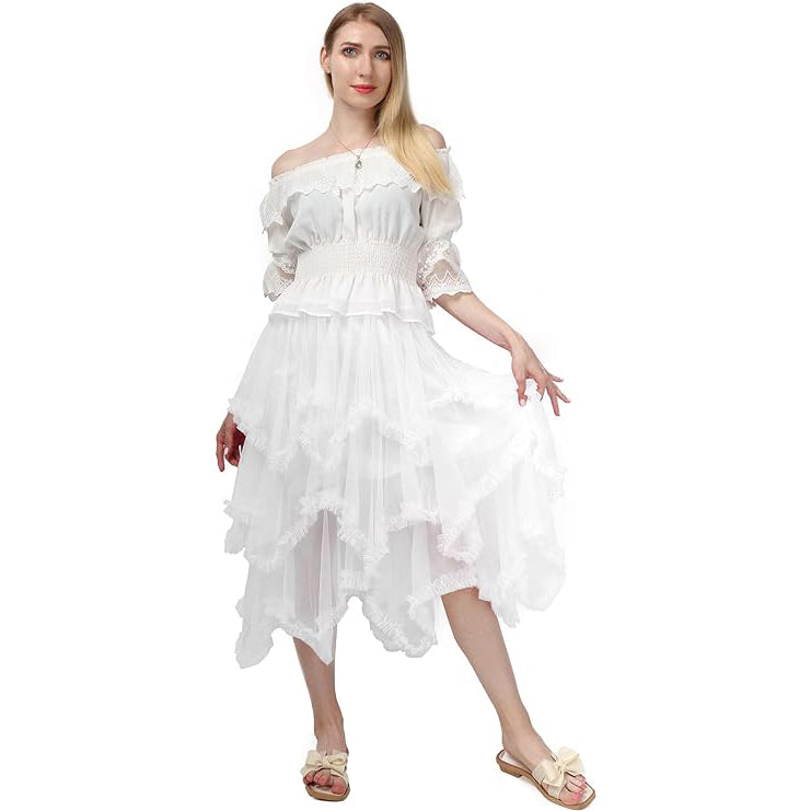 Women Fairy Dress Tiered Tulle Skirt Ruffle Elastic Waist Midi Skirt T DAZCOS Women Fairy Dress Tiered Tulle Skirt Ruffle Elastic Waist Midi Skirt T DAZCOS