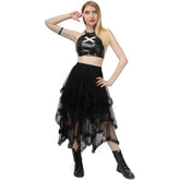 Tiered Tulle Skirt Ruffle Elastic Waist Midi Skirt