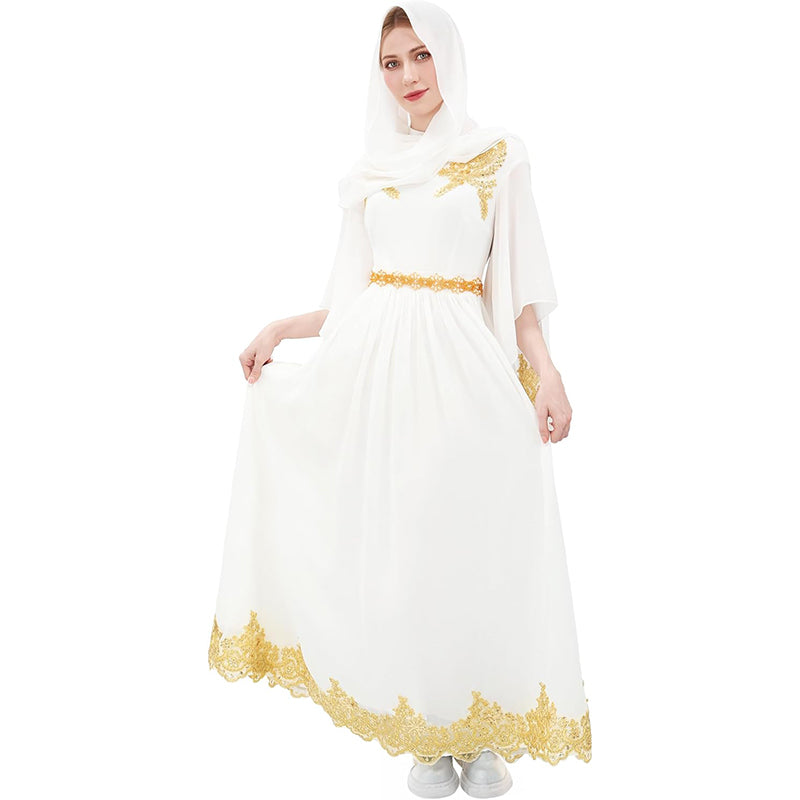 Women Girls Abaya Kaftan Dress Gown With Hijab Farasha Long Muslim Dress