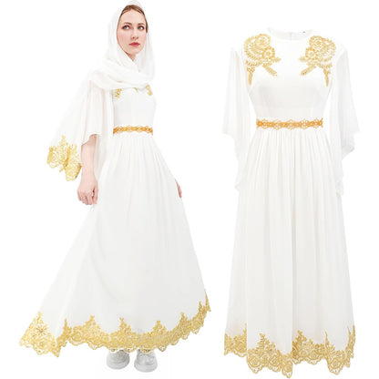 Women Girls Abaya Kaftan Dress Gown With Hijab Farasha Long Muslim Dress