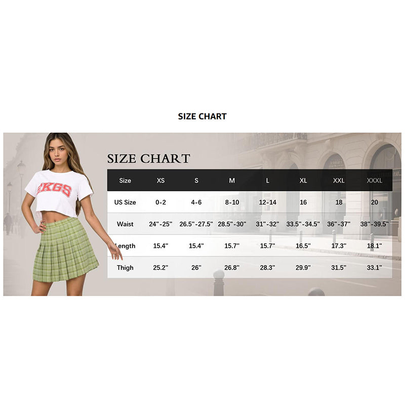 Women Girls Plaid Skirt With Shorts High Waist Pleated Skater Skirts
