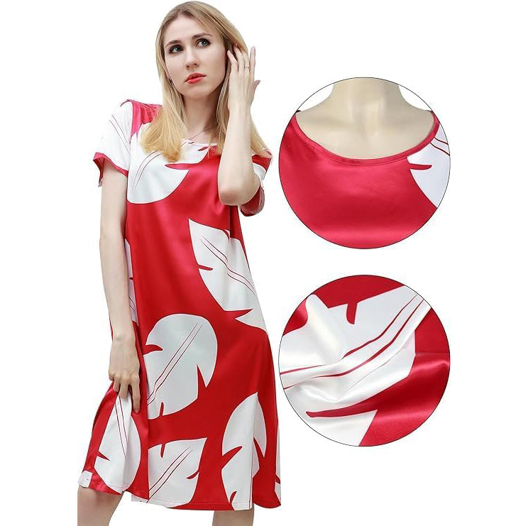 Women Leaf Dress Hawaiian Princess Long Dress Red With Pocket Flower Clip Headband Casual Daily Dresses Cosplay Costume Dresses