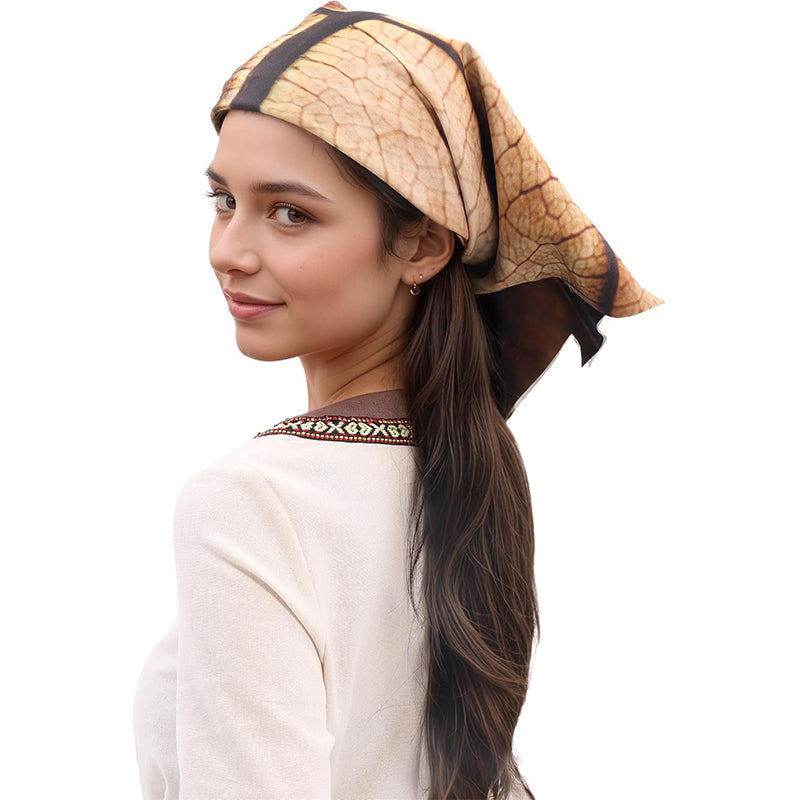 Women Leaf Shaped Headscarf Triangular Neckerchief Square Scarf Pattern Hair Wrap Costume Accessories For Party Festival Daily Wear
