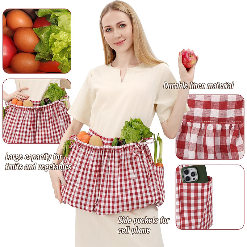 Women Linen Gardening Apron With Pockets Farm Orchard Garden Apron Costume Accessories