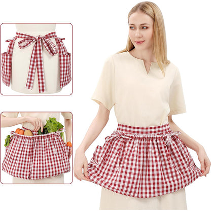 Women Linen Gardening Apron With Pockets Farm Orchard Garden Apron Costume Accessories