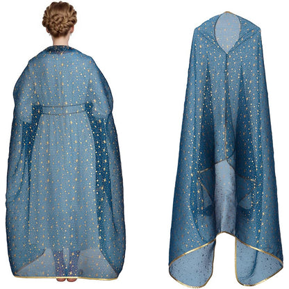 Women Mary Blue Veil Shawl Wrap Blanket Scarf With Stars Medieval Renaissance Biblical Shawl Cosplay Costume Accessories